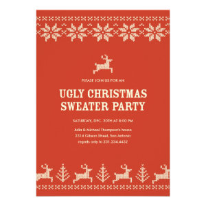 Red Ugly Sweater Party Invitations