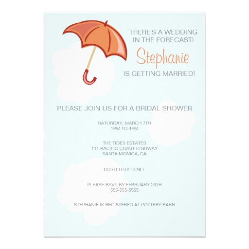 Red Umbrella Bridal Shower Invitation