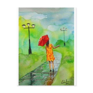 RED UMBRELLA postcard