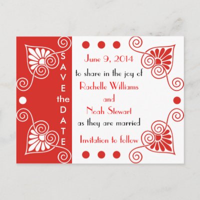 Red-Unique Save The Date Postcards postcard