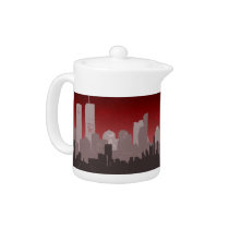 Red Urban City Sprawl Grunge teapot teapots