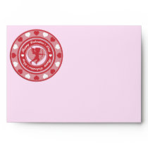 Red Valentine's Day Cupid and Hearts Envelope