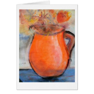 Red Vase Note Card in Brad Hines Pastel Painting