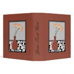 Red Vase with Flowers on a Tiled Table Binder