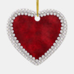 Red Velvet and Pearls Valentine Christmas Tree Ornaments