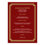 Red velvet art deco retro wedding menu card