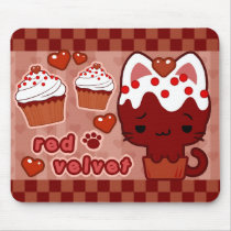 Red Velvet Cupcake Kitty Mousepad by celesse Red Velvet Cupcake Kitty Mousepad