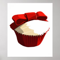 Red velvet cupcake with bow poster