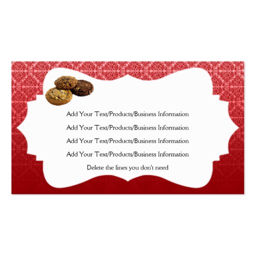 Red Velvet Damask Desserts Business Business Card Templates (back side)