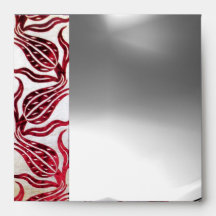 RED VELVET DAMASK TULIPS  Burgundy White Moonstone Envelopes