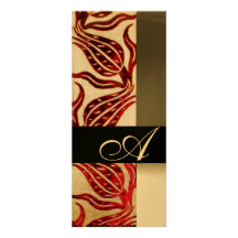 RED VELVET DAMASK TULIPS MONOGRAM Burgundy Gold Personalized Invites