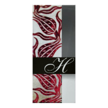 RED VELVET DAMASK TULIPS MONOGRAM Burgundy Silver Custom Invites