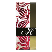 RED VELVET DAMASK TULIPS MONOGRAM Burgundy White Personalized Announcements