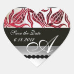 RED VELVET DAMASK TULIPS MONOGRAM Burgundy White Sticker