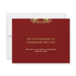 Red velvet deco wedding enclosure RSVP response Personalized Invite