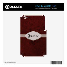 Red Velvet Retro Floral Abstract Nameplate iPod Touch 4G Decals