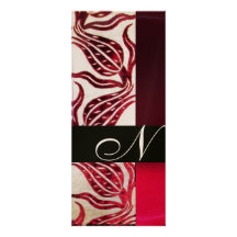 RED VELVET TULIP MONOGRAM Burgundy Champagne White Custom Invitations