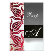 RED VELVET TULIPS MONOGRAM Burgundy White Ice Announcements