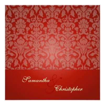 Red velvet victorian damask Wedding Invitations