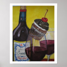 Red Velvet Wine & Cupcake Print