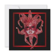 Red Venetian Mardi Gras Mask Masquerade Party invitation