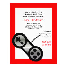 Red Video Gaming Party Invitation
