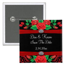 Red Vine Roses On Black Date Saver Pins