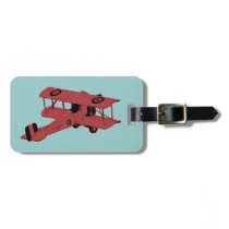 red vintage biplane travel bag tags