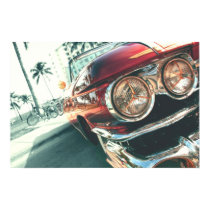 red vintage car on south beach posters