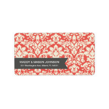 RED VINTAGE DAMASK | ADDRESS LABELS