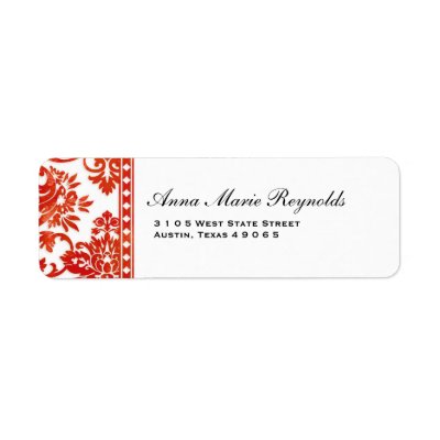 Red Vintage Damask Lace Fancy Custom Return Address Label