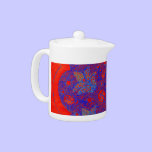 Red Vintage Damask Teapot teapots