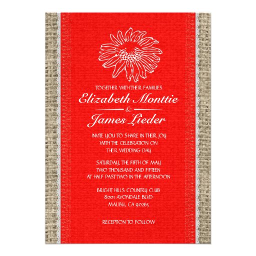 Red Vintage Lace Wedding Invitations