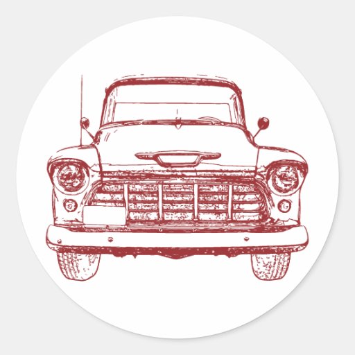 Red Vintage Truck Classic Round Sticker Zazzle