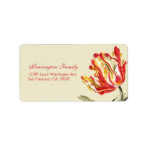 Red vintage watercolor flower address label