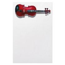 RED VIOLIN ON WHITE -STATIONERY by NedHReece RED VIOLIN ON WHITE -STATIONERY