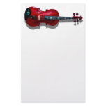 RED VIOLIN ON WHITE -STATIONERY
