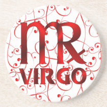 Red Virgo Horoscope Symbol coasters