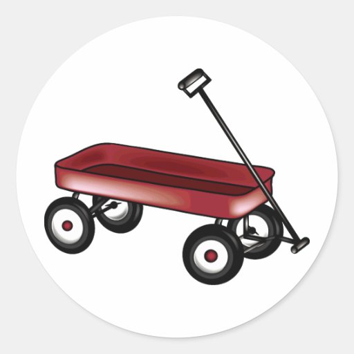 Red Wagon Round Sticker