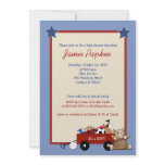 Red Wagon Teddy Bear 5x7 Sports Baby Shower Announcement