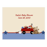 Red Wagon Teddy Bear Baby Shower Advice Cards Post Card