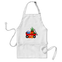 Red Wagon with Plants & Garden Tools Apron
