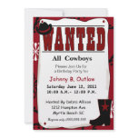 Red  Wanted Poster Birthday Invitation