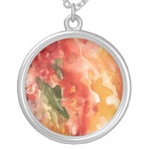 Red Watercolor Abstract Necklace