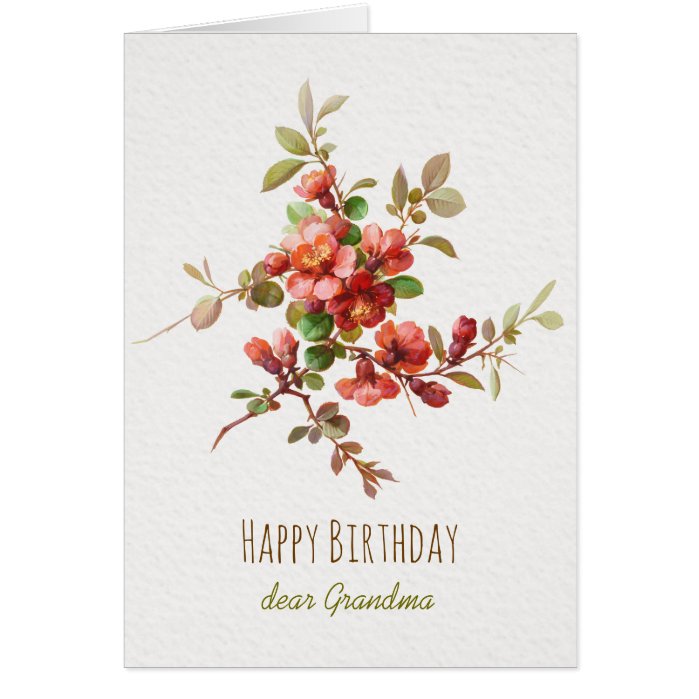 Red watercolor flowers CC0147 Happy Birthday Card