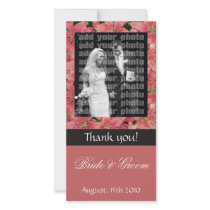 Red Watercolor Lilies Wedding Photo Card