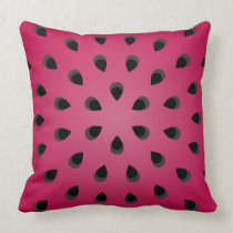 Red watermelon chunk with seeds throw pillows