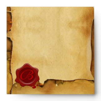 RED WAX SEAL MONOGRAM PARCHMENT envelope