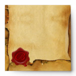 RED WAX SEAL MONOGRAM PARCHMENT ENVELOPES