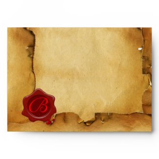 RED WAX SEAL MONOGRAM PARCHMENT envelope